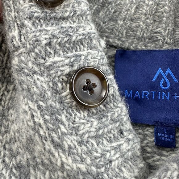 Martin + OSA Sweater L Mens Gray Speckle Wool Blend Heavy Long Sleeve Outdoor - Picture 6 of 9